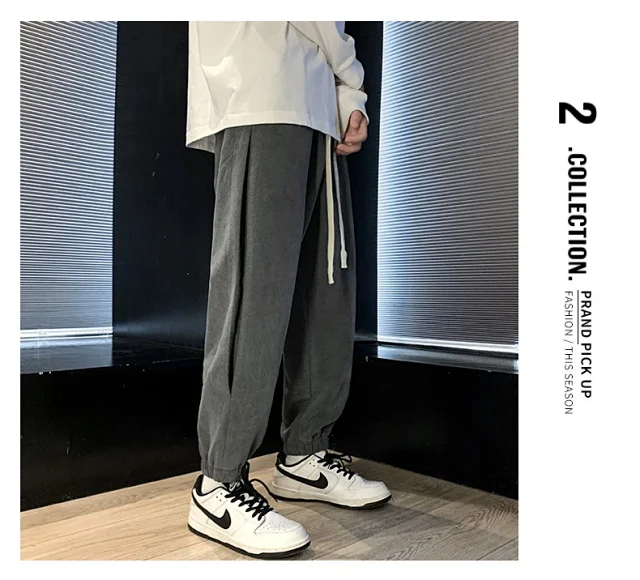 Autumn Mens Retro Loose Tapered Pants Detail
