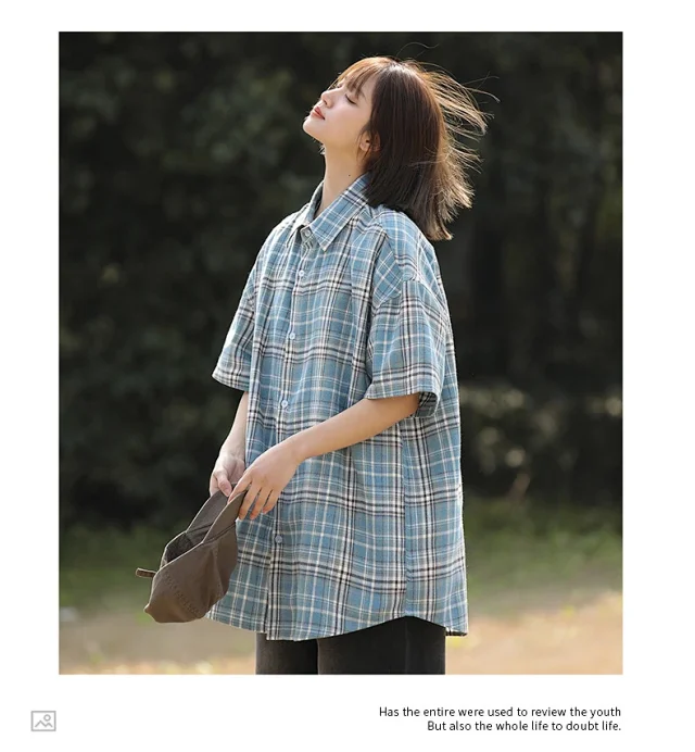 Vintage Plaid Short-sleeve Shirt Detail