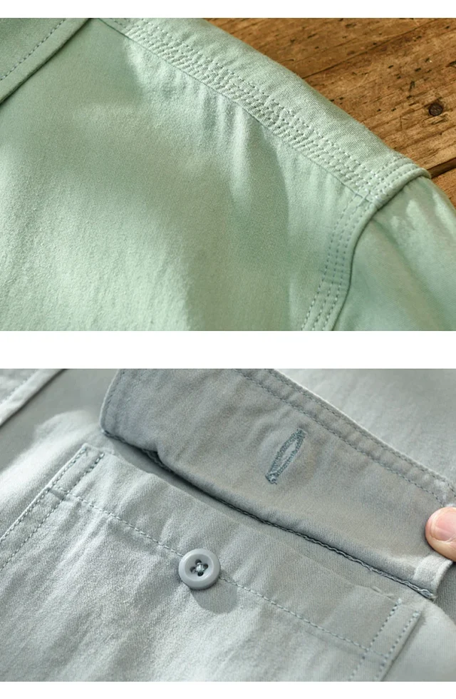 Autumn Retro Multi - Pocket Work Shirt Detail