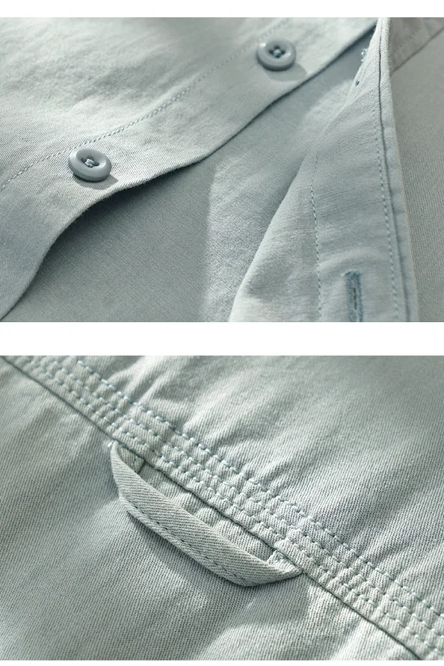Autumn Retro Multi - Pocket Work Shirt Detail