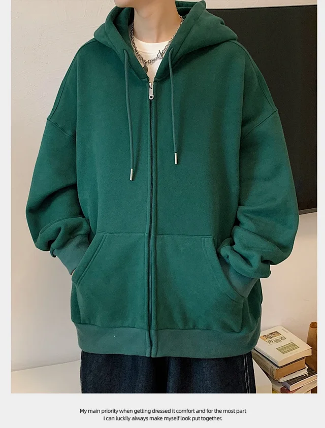 Fleece Men's Hooded Cardigan Detail