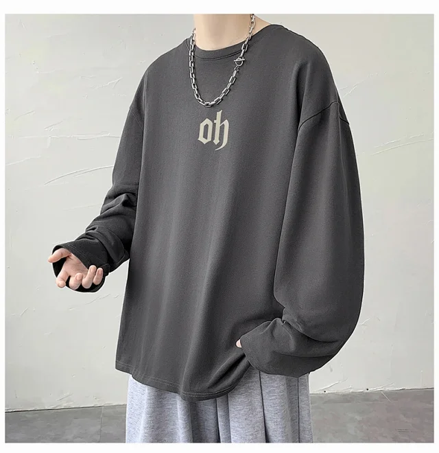 Autumn New Hong Kong Style Cotton T-shirt Detail