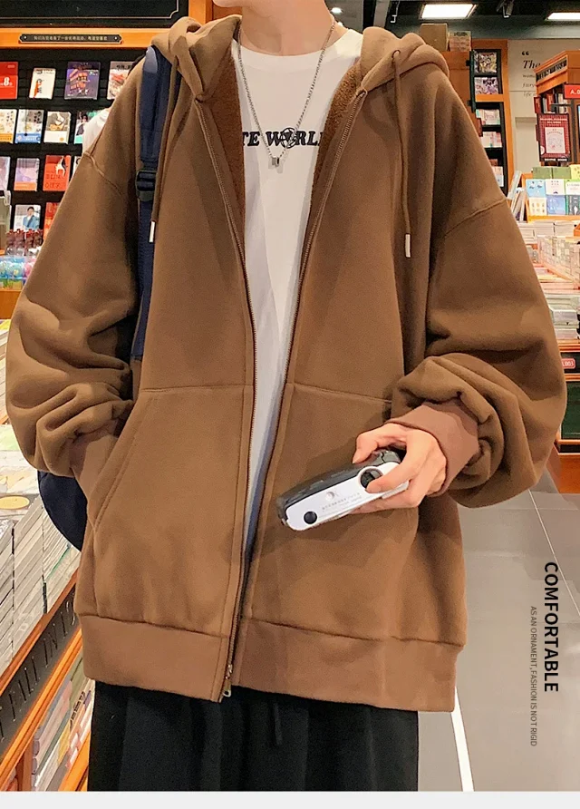 Fleece Men's Hooded Cardigan Detail