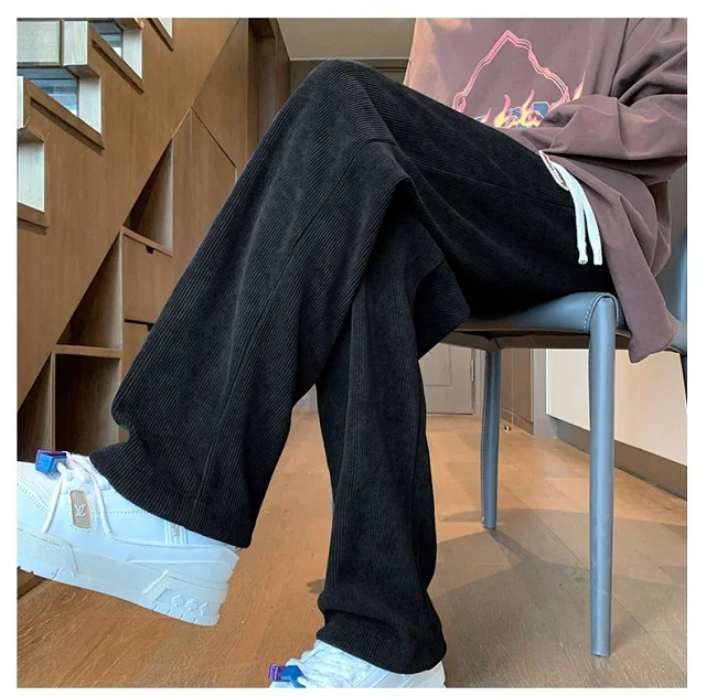 Autumn New Japanese Retro Corduroy Wide Leg Pants for Men Detail