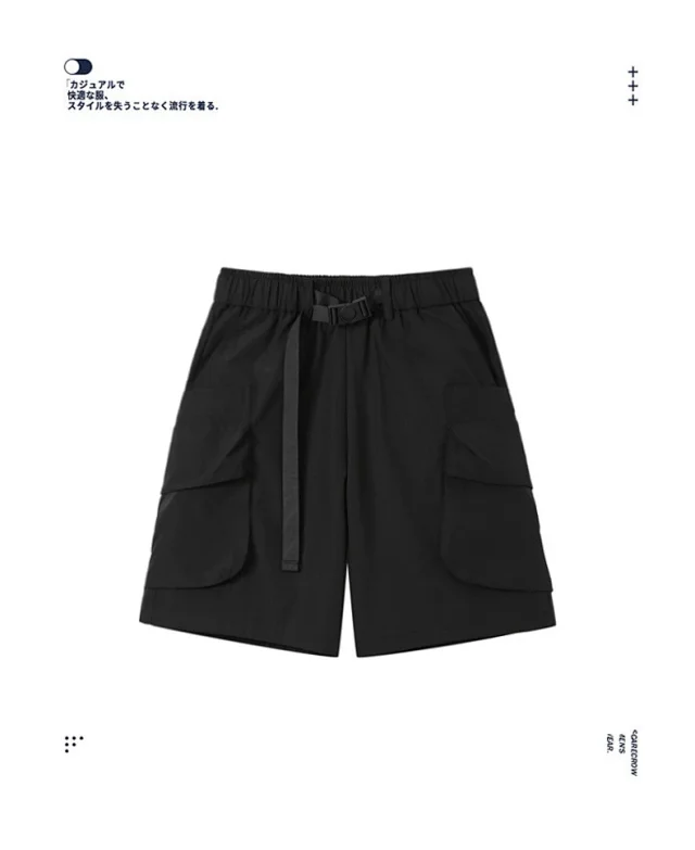 Japanese Streetwear Utility Shorts for Men Detail
