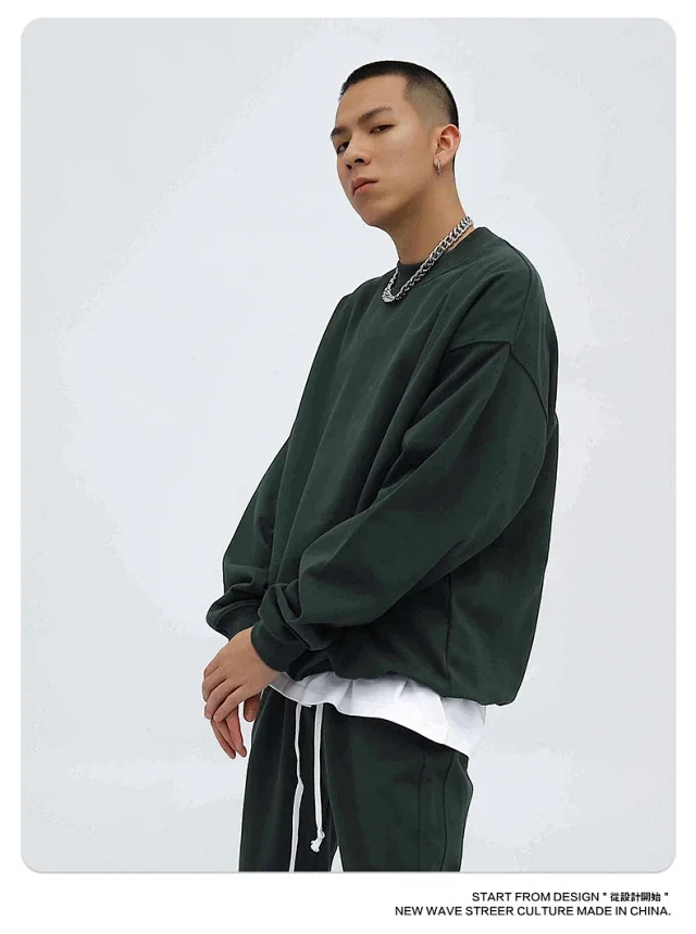 RFSD Men's | 2025 AW 420g Heavyweight Fleece Streetwear Crew Neck Solid Sweatshirt Detail