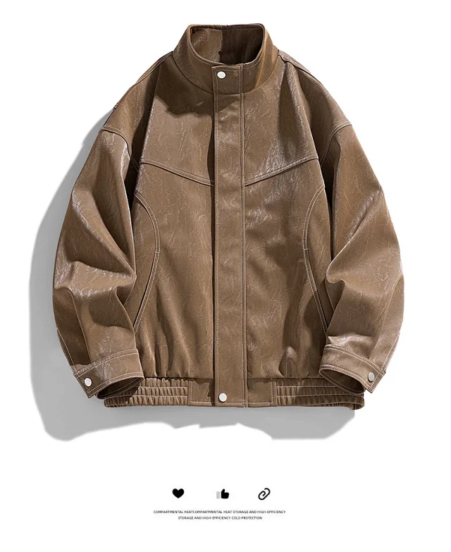 Autumn Streetwear Biker Jacket Detail