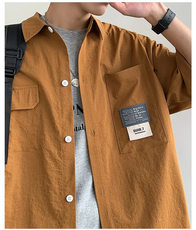 Men's Summer Ice Silk Short-Sleeve Shirt Detail