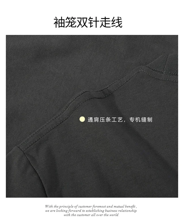 280g Heavyweight Cotton Double Yarn Short Sleeve Detail