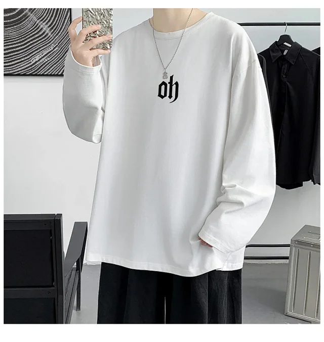 Autumn New Hong Kong Style Cotton T-shirt Detail