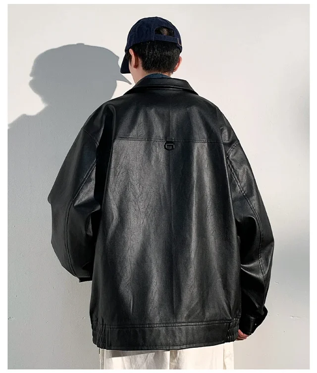 2025 Fall PU Leather Jacket for Men Detail