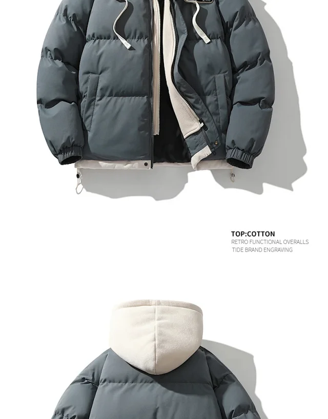 2025 Winter Men's Hooded Cotton Coat Detail