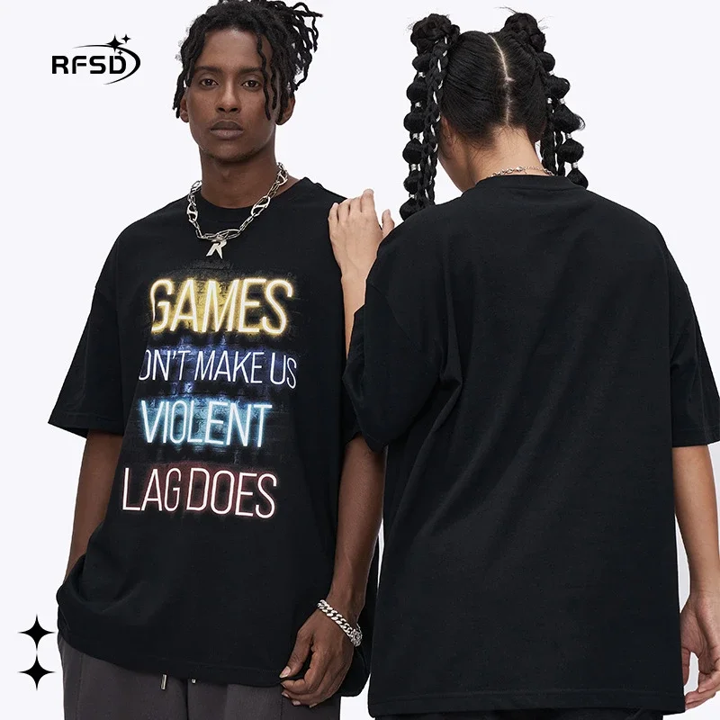 RFSD Men's | Digital Direct Injection Print T-shirt 2025 SS New Heavy Print American Retro Short-sleeve Men