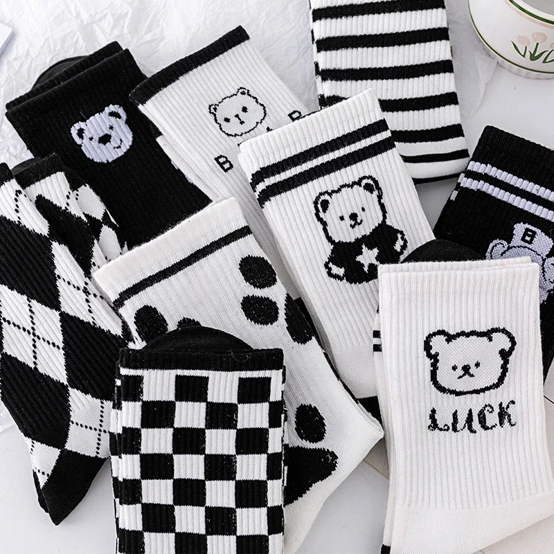 Striped Bear Cotton Socks（10 pairs）