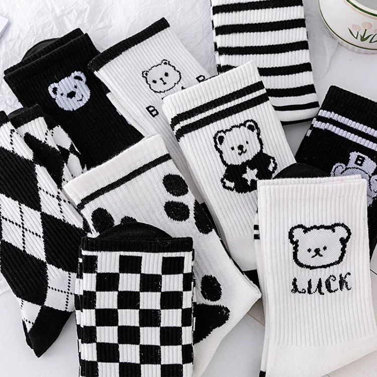 Striped Bear Cotton Socks(10 pairs)