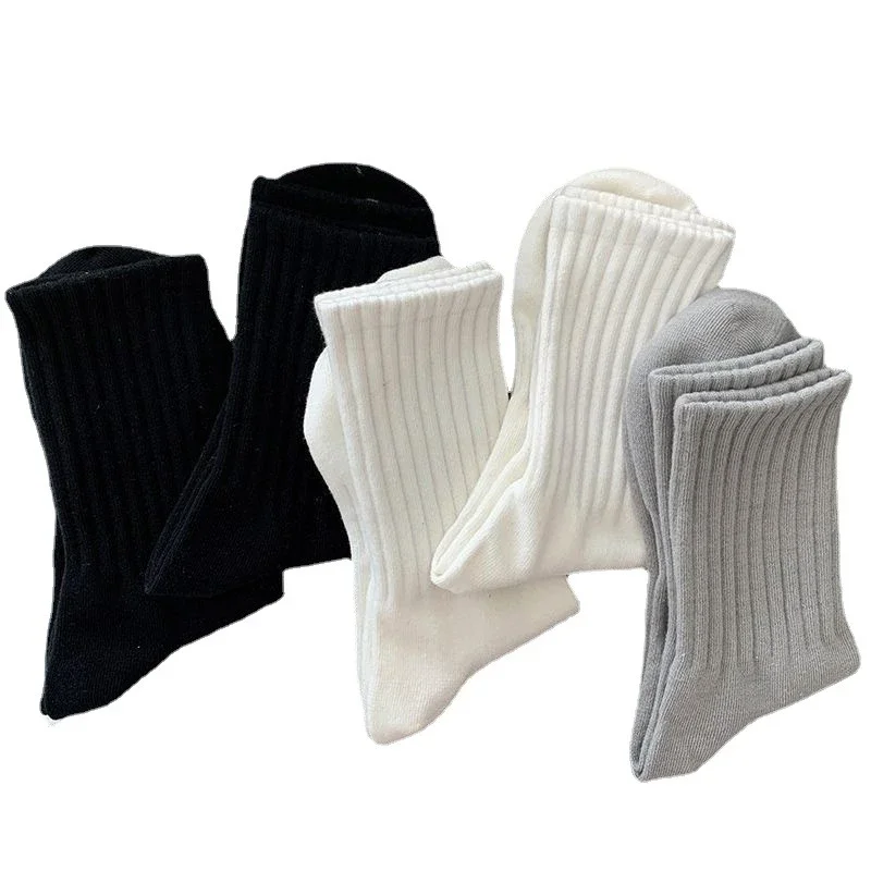 White Mid-Calf Basketball Socks for Couples（5 pairs）