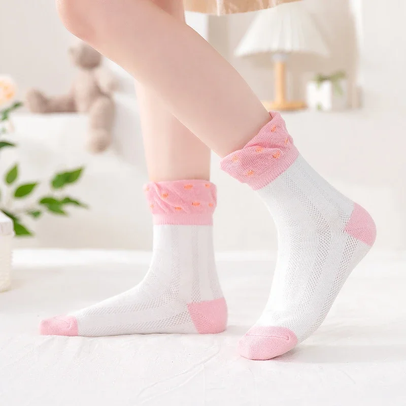 Red Lace Ankle Socks for Girls（5 pairs）
