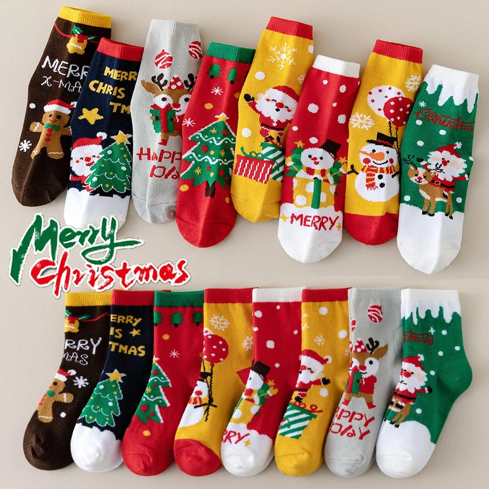 Kids' Red Christmas Socks（10 pairs）