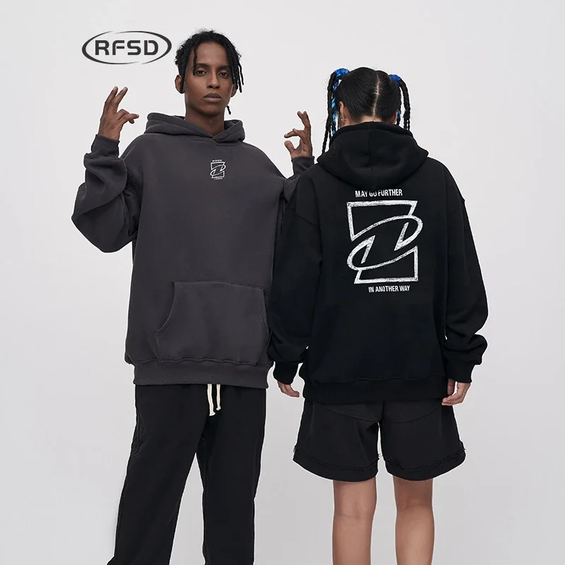 RFSD Men's 2025 AW Streetwear 380g Fleece Printed Hoodie