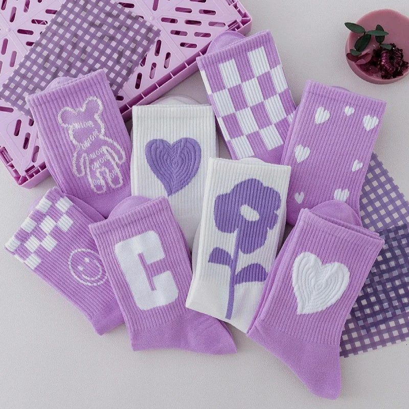 Cartoon Bear Cotton Socks（8 pairs）