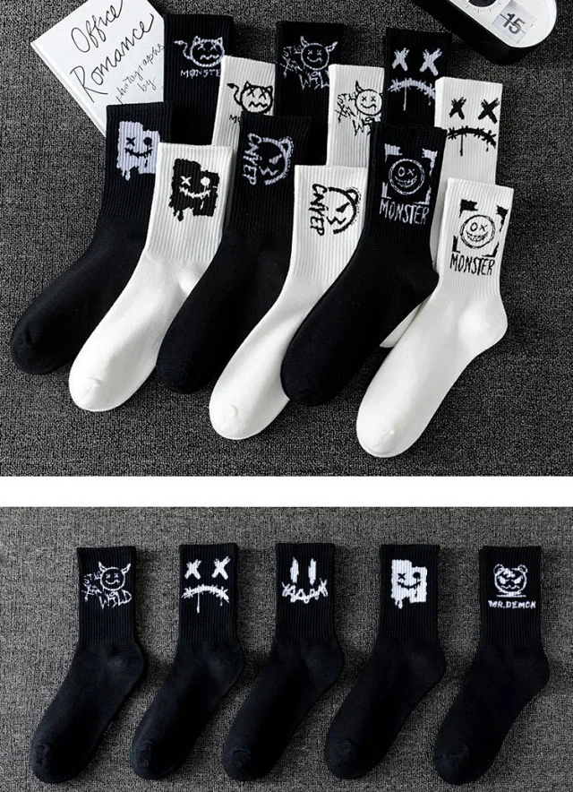 Unisex Black & White Basketball Crew Socks（20 pairs） Detail