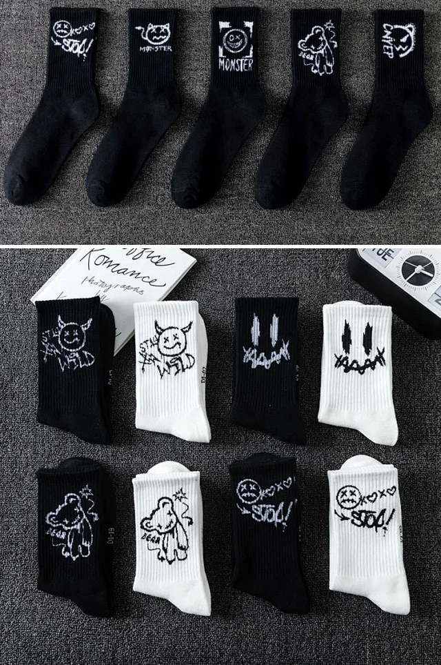 Unisex Black & White Basketball Crew Socks（20 pairs） Detail