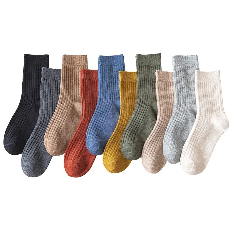 Women's Solid Color Cotton Over-the-Knee Socks（10 pairs）