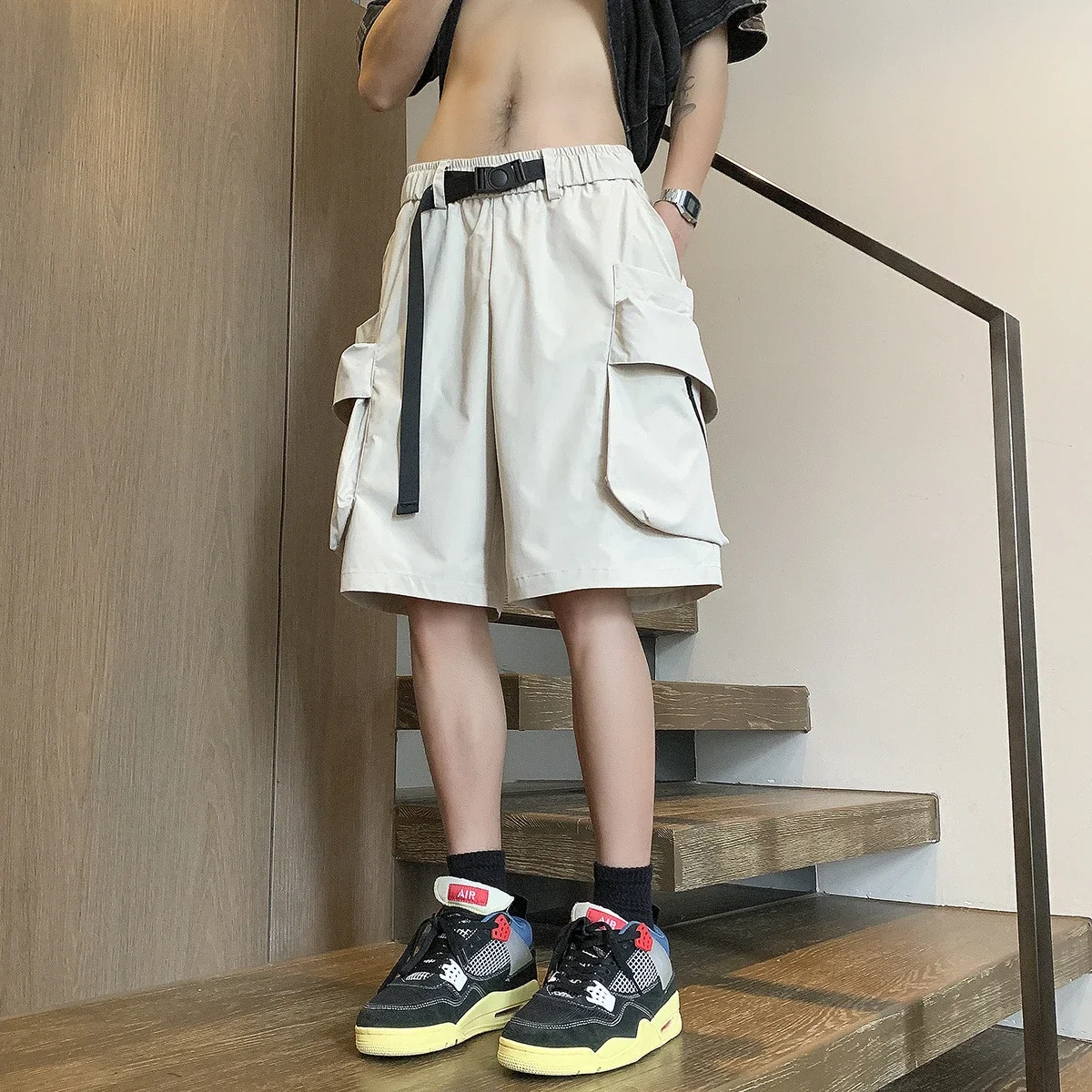Japanese Streetwear Utility Shorts for Men