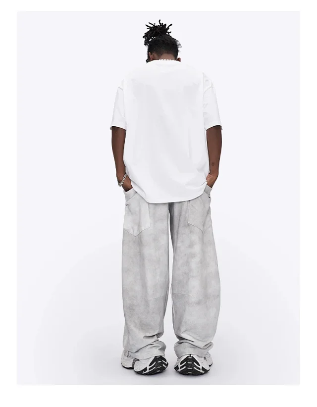 RFSD Men's 2025 Summer American White-Gray Dirty Wide-Leg Pants Detail