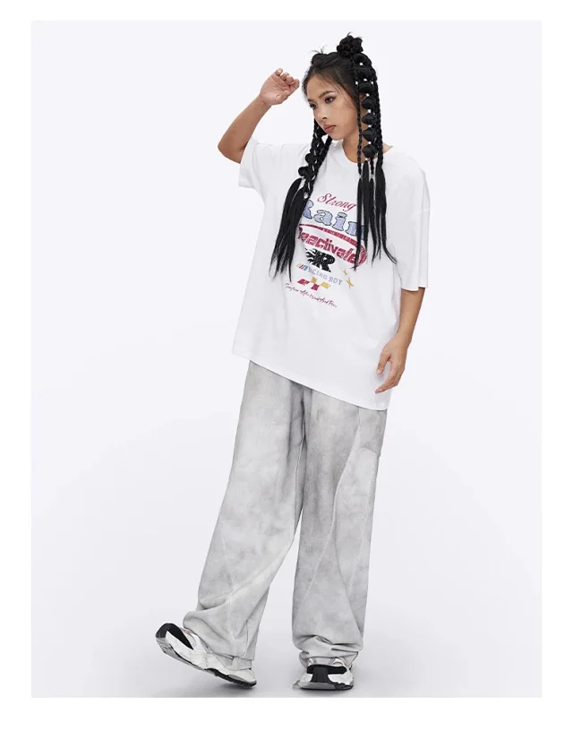 RFSD Men's | Hand-drawn Letter Print T - Shirt 2025 SS New Trendy Street Loose Versatile Short - sleeve Detail