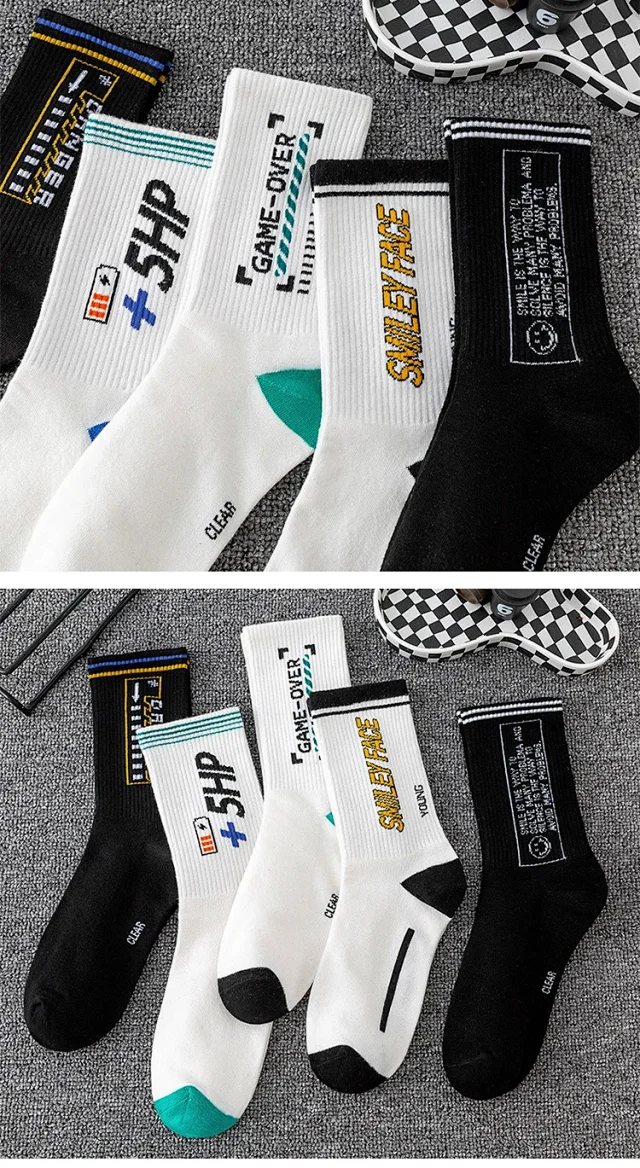 White Cotton Couple's Mid-Calf Socks（10 pairs） Detail