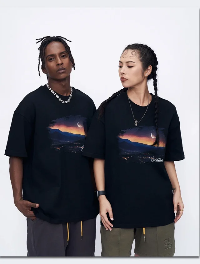 RFSD Men's Heavyweight 250g Loose Drop - Shoulder Sunset Print Tee Detail