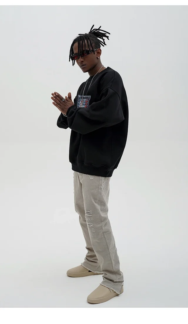 RFSD Men's | 2025 Fall New White Ink Print Crew Neck Sweatshirt Detail