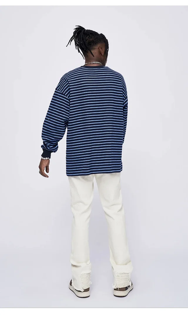 RFSD Unisex Fall 2025 Contrast-Stripe Loose Crew-Neck T-Shirt Detail