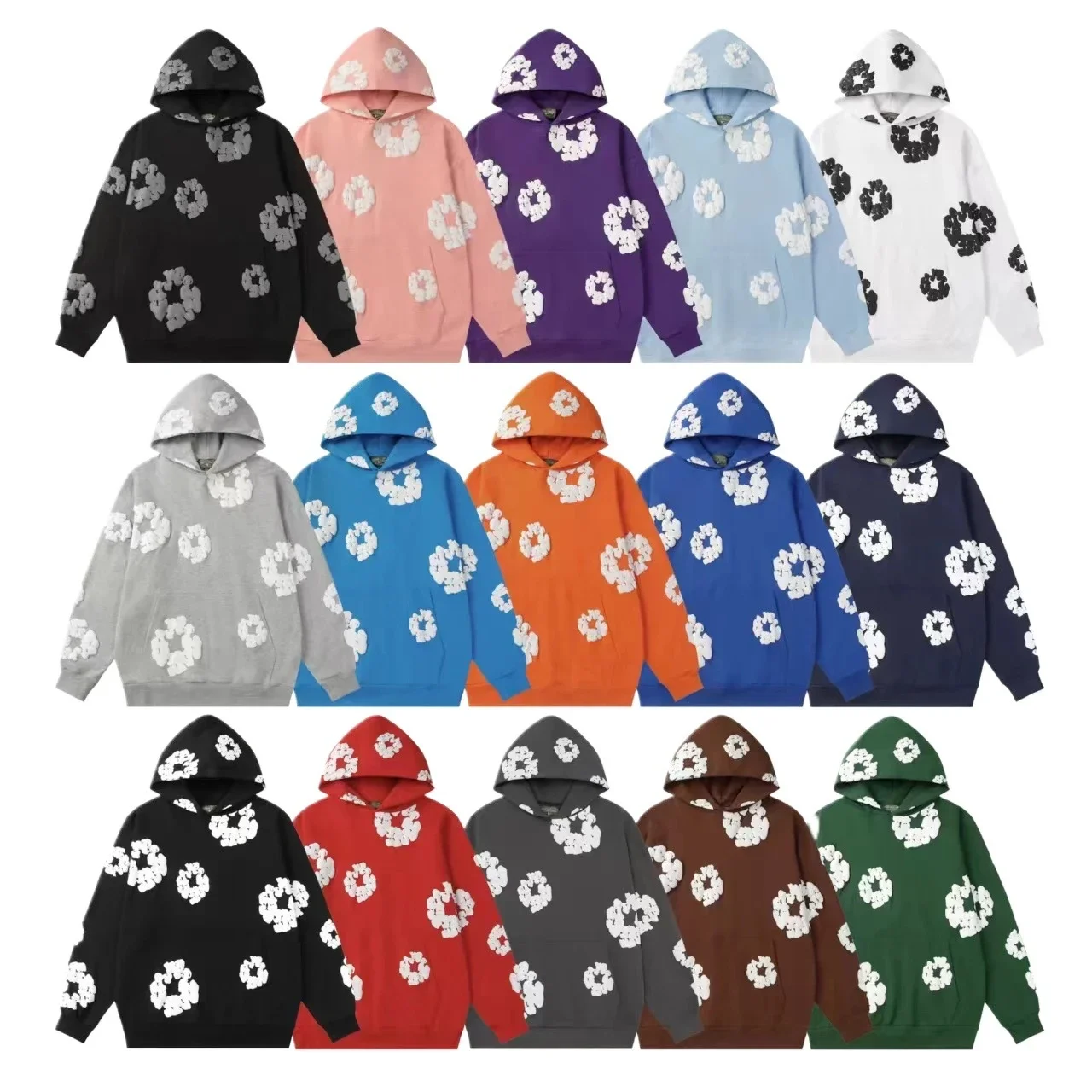 Floral Pattern Pullover Hoodie