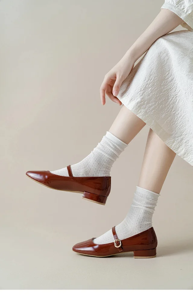 Summer Women's Mid-Calf Breathable Combed Cotton Solid College Style Ins Mesh Heap Socks Detail