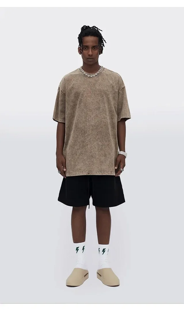 RFSD Men's | Balenciaga Dupe 285G Heavy-Duty Wax-Dyed Crewneck Short-Sleeve T-Shirt Detail