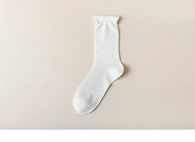 Summer Women's Mid-Calf Breathable Combed Cotton Solid College Style Ins Mesh Heap Socks Detail
