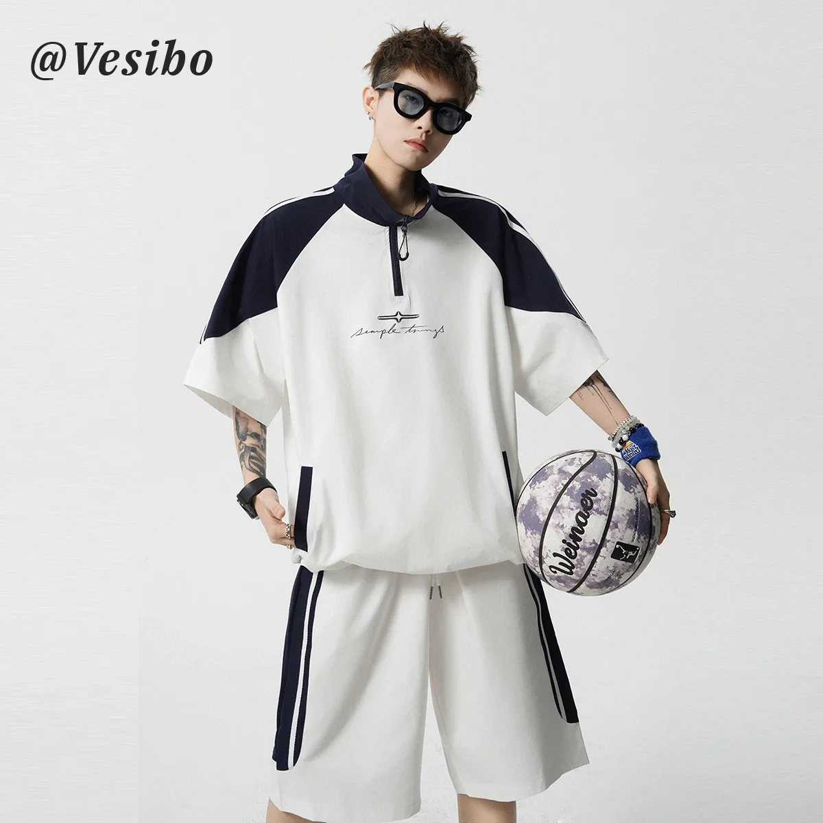 Trendy Oversized Foam-Print Hoodie Set