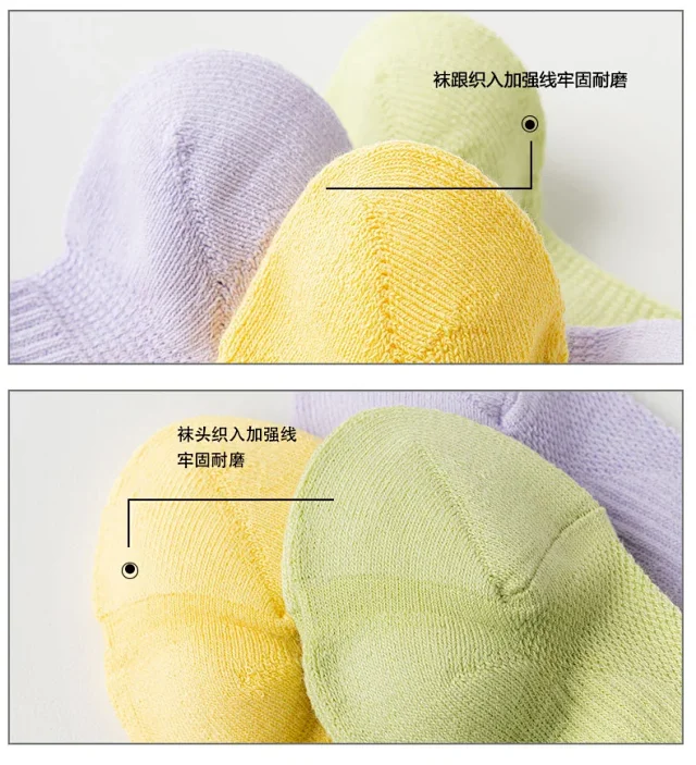 Ladies' Athletic Socks, Candy - Colored, Campus Style, Non - Slip Heel Detail