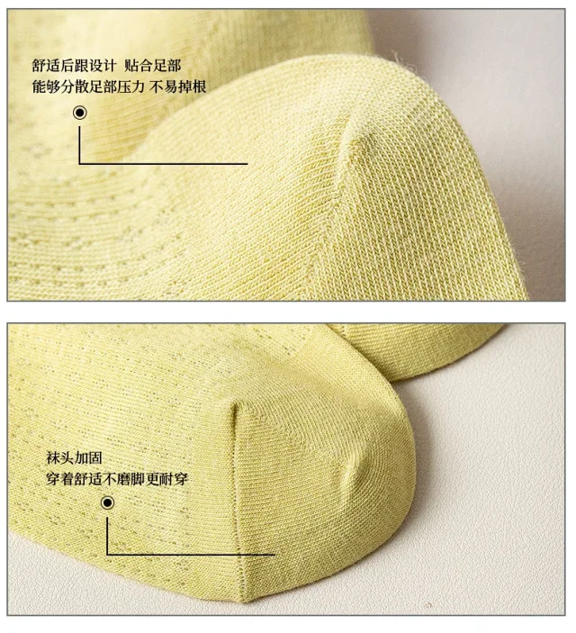 Summer Women's Mid-Calf Breathable Combed Cotton Solid College Style Ins Mesh Heap Socks Detail