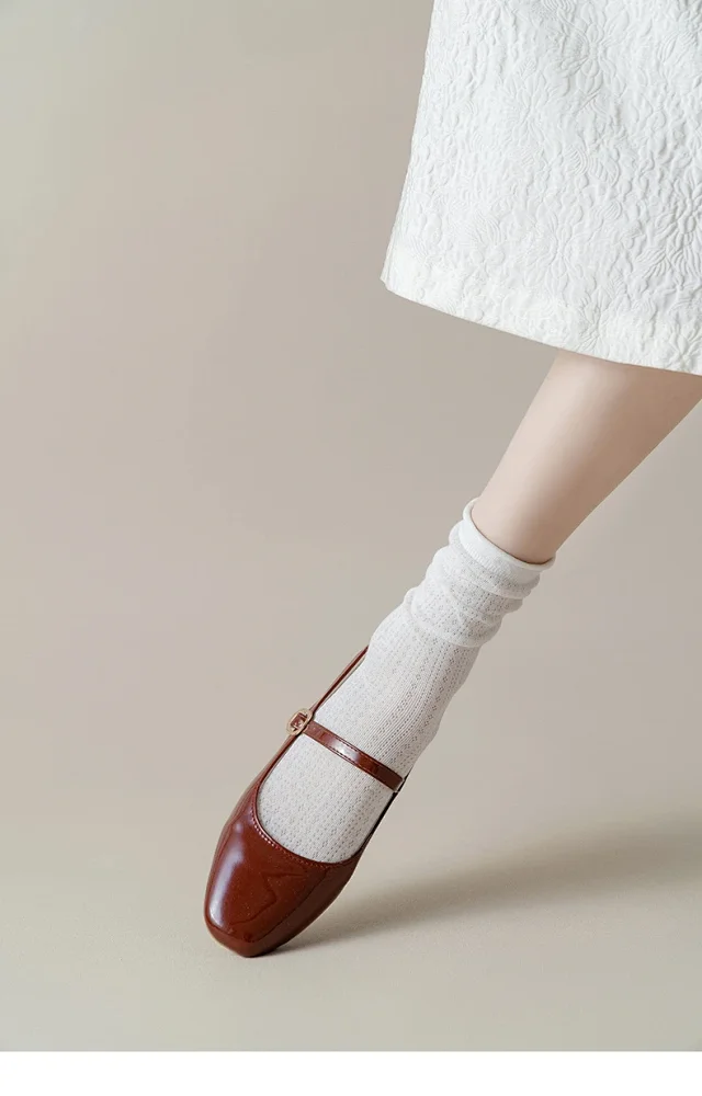 Summer Women's Mid-Calf Breathable Combed Cotton Solid College Style Ins Mesh Heap Socks Detail