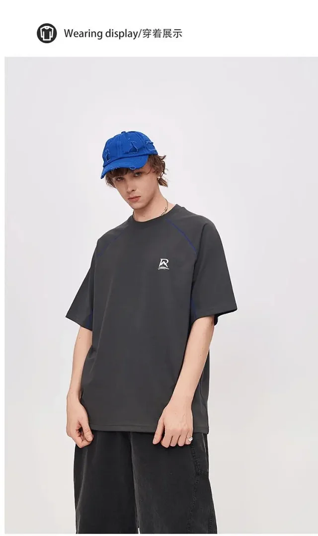 RFSD Men's 2025 Summer New Contrast Stitching Light Sports T - Shirt Detail