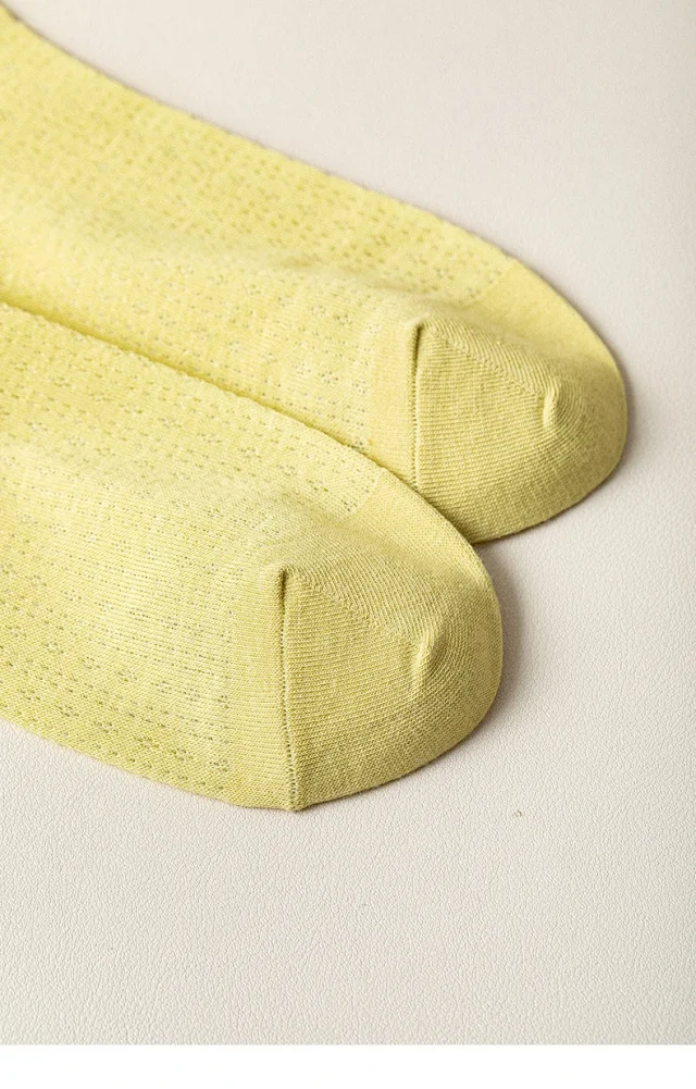 Summer Women's Mid-Calf Breathable Combed Cotton Solid College Style Ins Mesh Heap Socks Detail