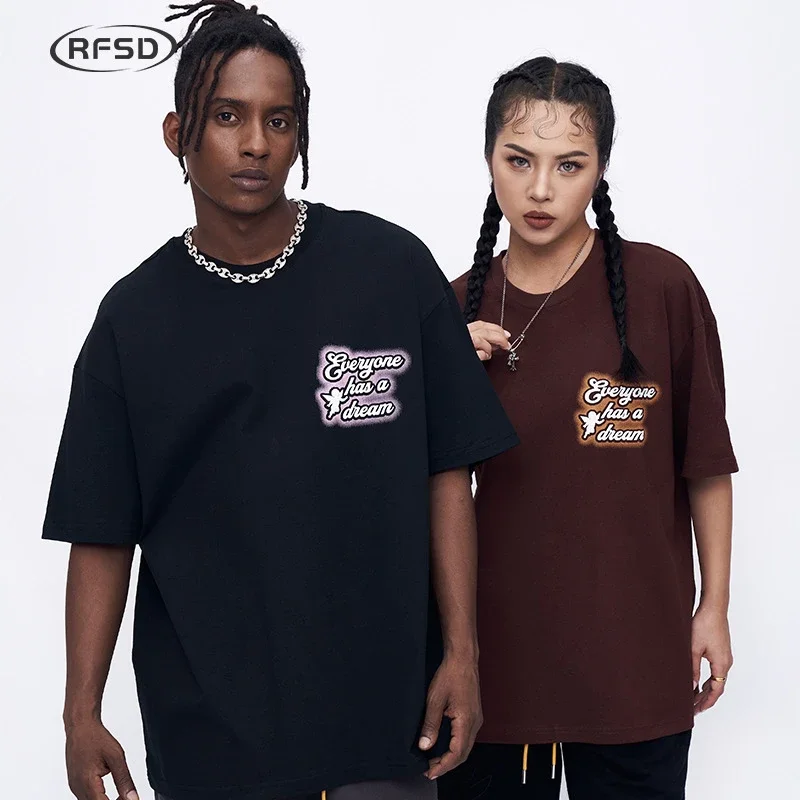RFSD Men's | 230g Combed Cotton T-shirt 2025 Spring/Summer New Loose Printed Letter Short Sleeve