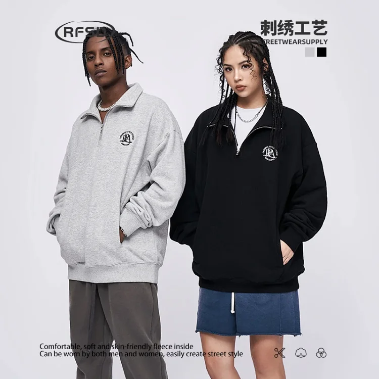 RFSD Men's 2025 A/W 380g Embroidered Half - Zip Sweatshirt