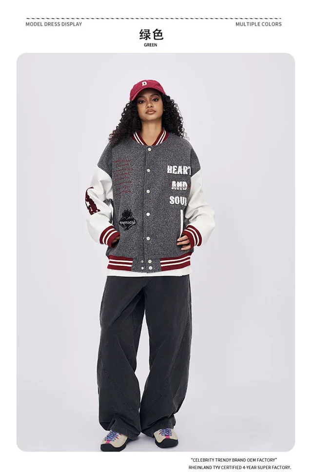 RFSD Men's 2025 AW Vintage Oversized Baseball Jacket Detail