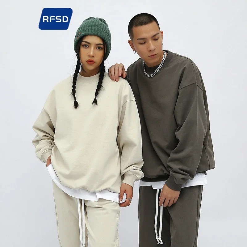 RFSD Men's | 2025 AW 420g Heavyweight Fleece Streetwear Crew Neck Solid Sweatshirt