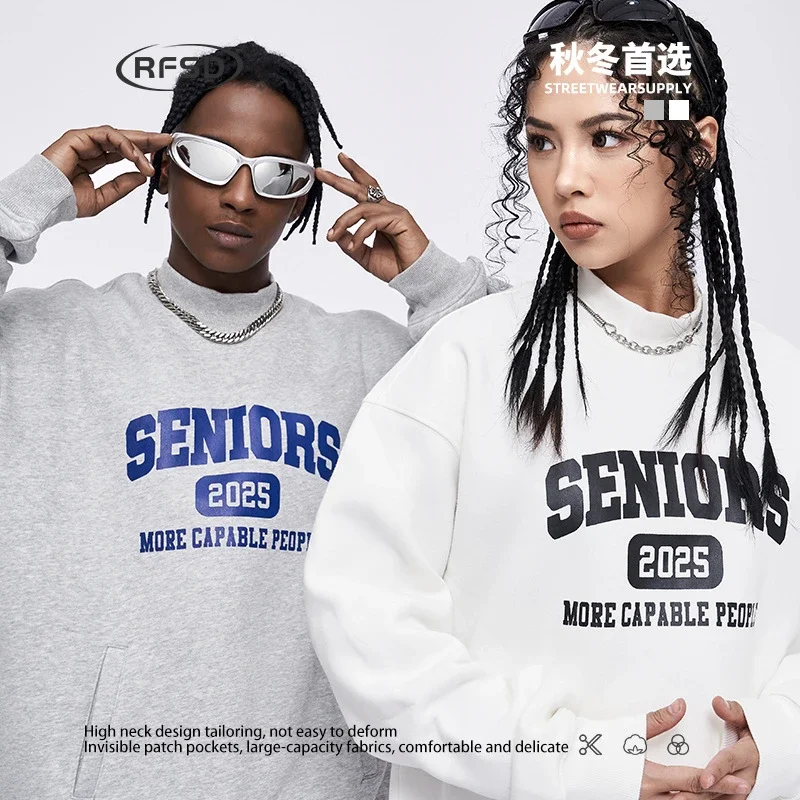 RFSD Men's | 380g Heavyweight Printed Turtleneck/Round Neck Sweatshirt