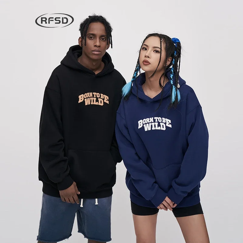 RFSD Men's Hoodie - 2025 Autumn/Winter Trendy Loose Unisex Style with American Foam M - Word McDonald's Print